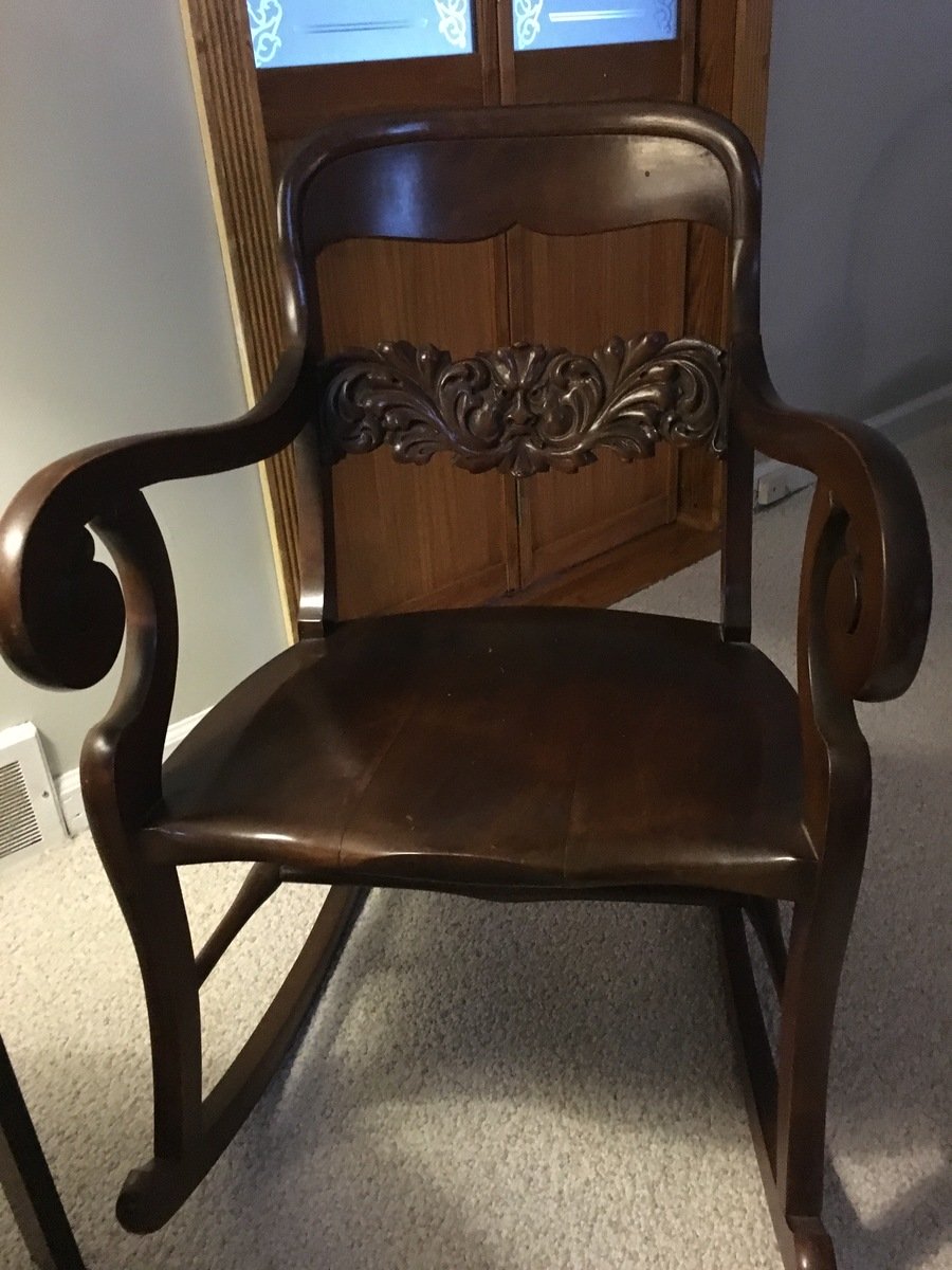 Carved Rocking Chair. North Wind? | My Antique Furniture Collection
