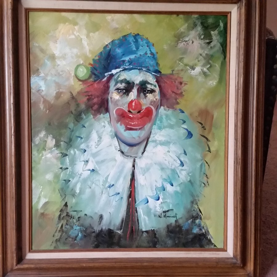 Looking For Tbe Value Of My William Moninet Clown Painting, Oil On ...