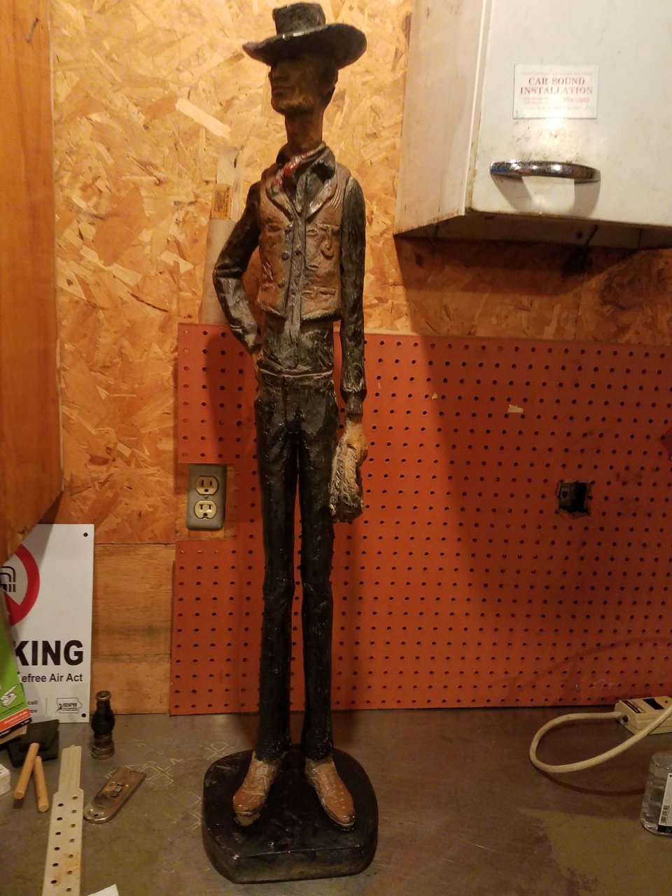 1972 Austin Sculpture 3foot Slim Cowboy Holding A Rope. Cannot Find
