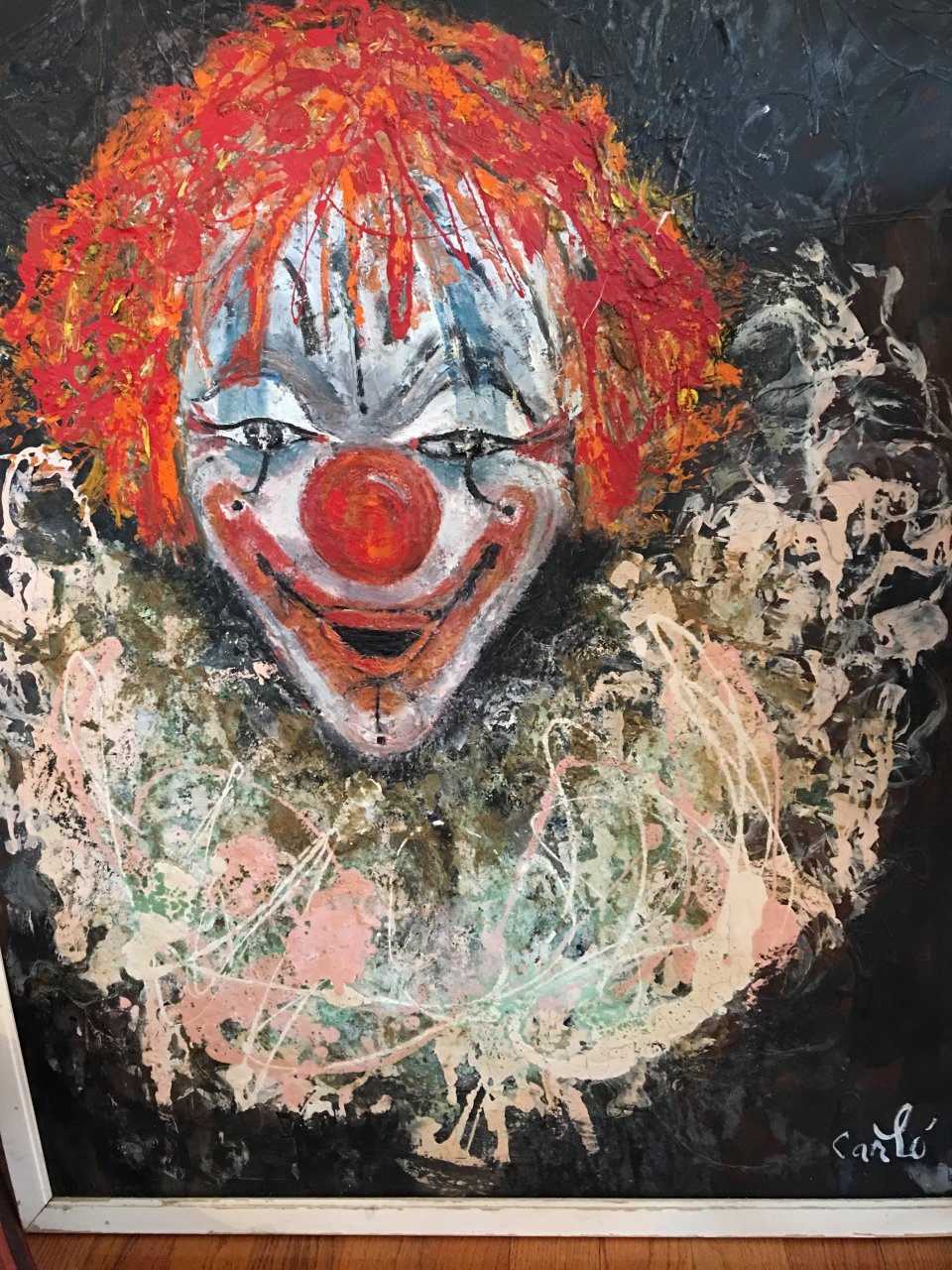 Carló Clown Oil Painting On Chalkboard | Artifact Collectors