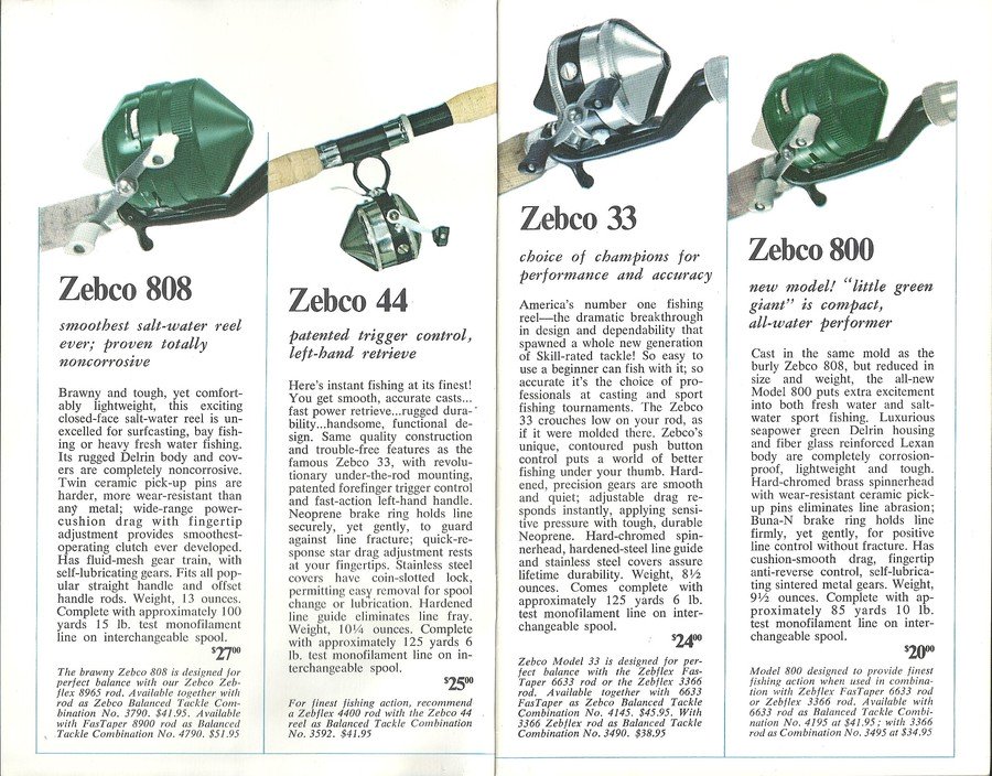 A Small Zebco, 24 Pg. 1969 & A Large 1970, 28 Pg. Catalog