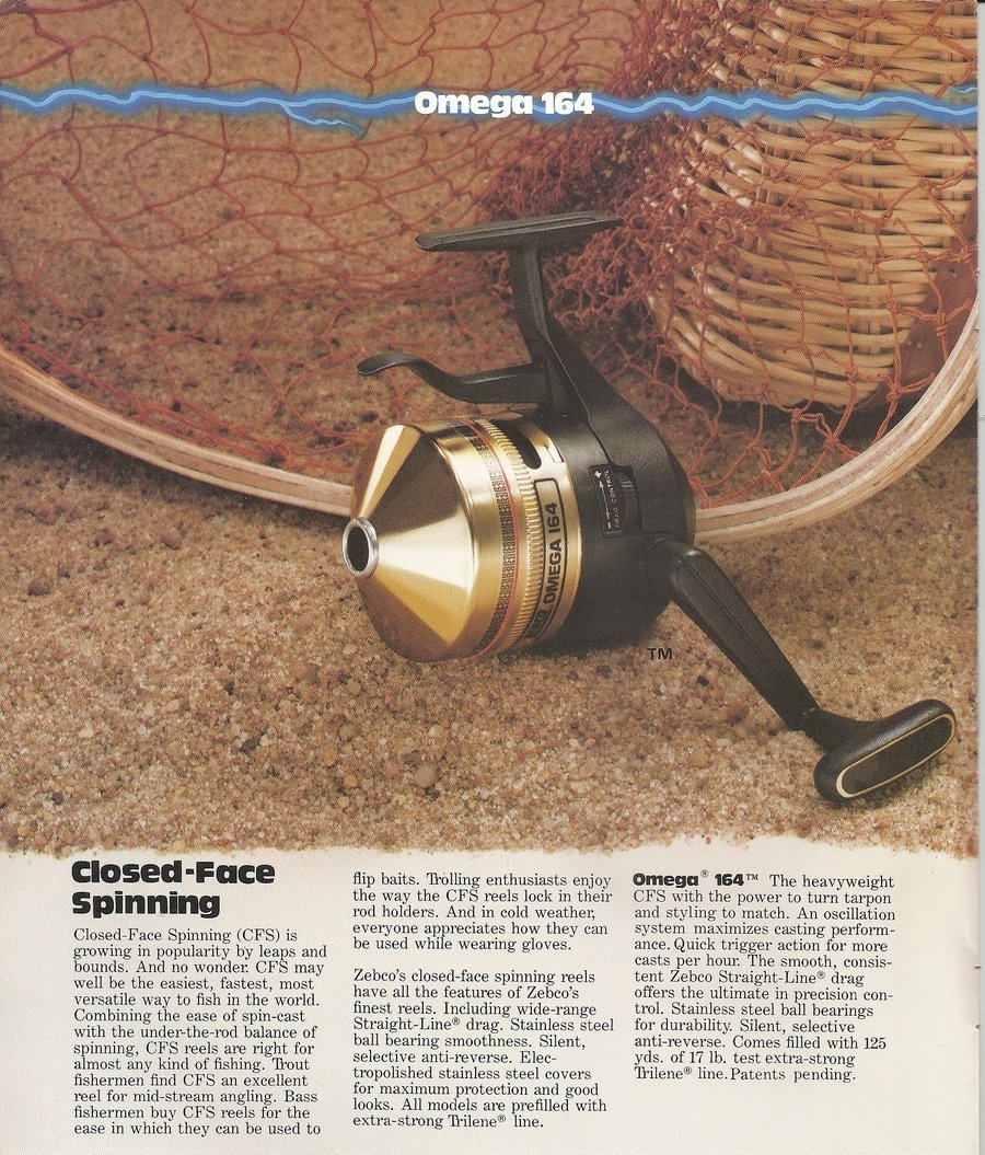 Vintage Zebco Omega 164 Closed face fishing reel nice