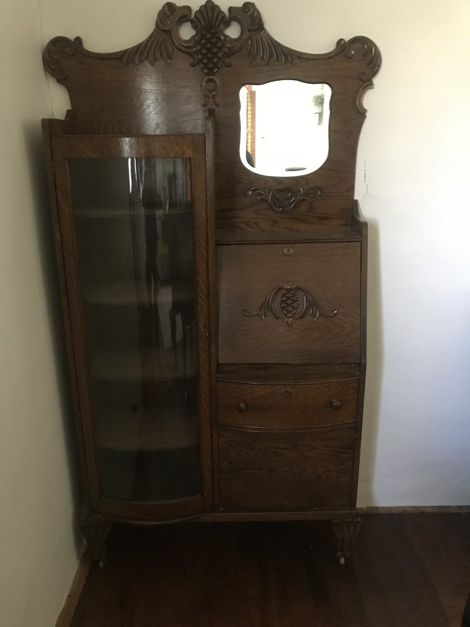 Value Of This Curved Glass Secretary? | My Antique Furniture Collection
