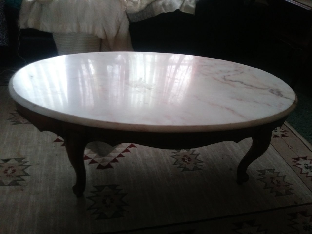 Antique Oval Marble Top Coffee Table. | My Antique Furniture Collection