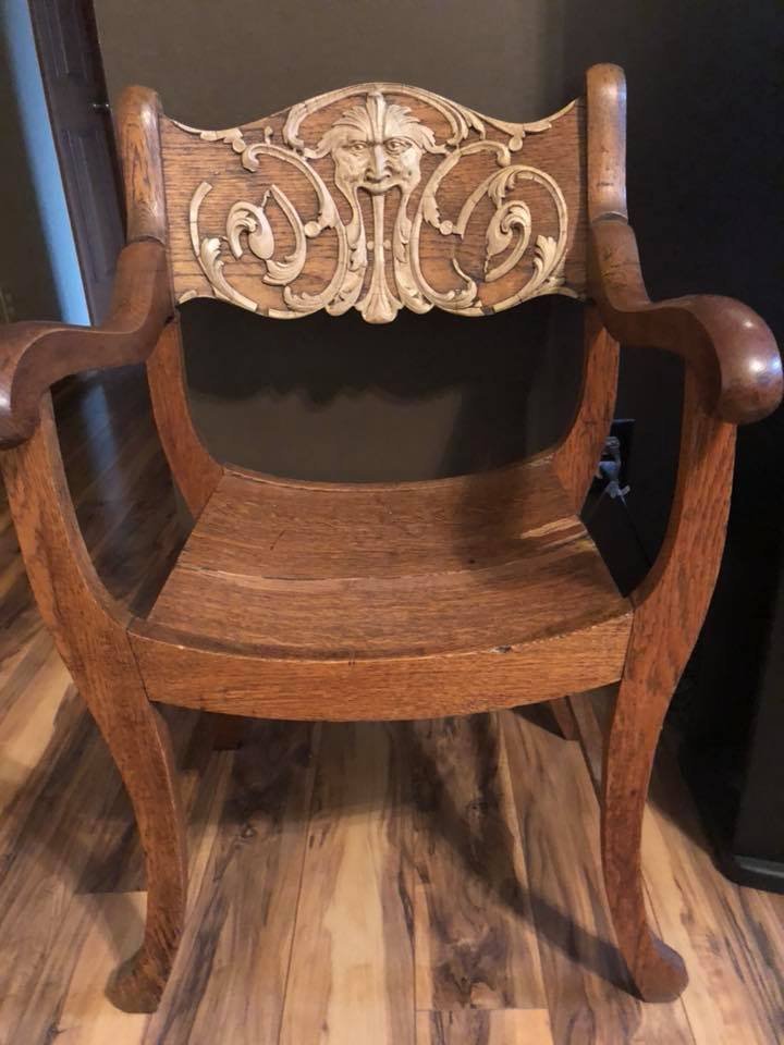 Antique Wooden Chair With Carved Face | My Antique Furniture Collection