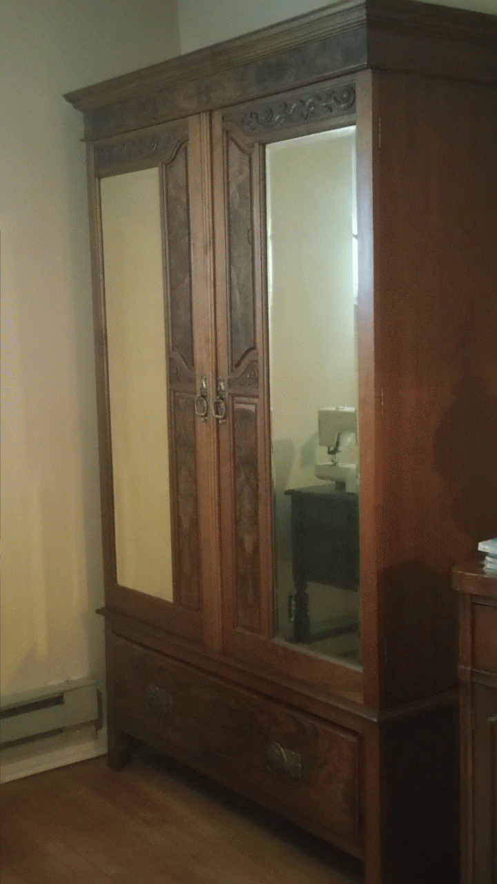 I Have An Antique Armoire Wardrobe  With Beveled Glass On 