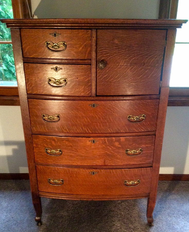 Oak Bow-front Dresser From St. Joseph, Missouri Help | My Antique Furniture Collection
