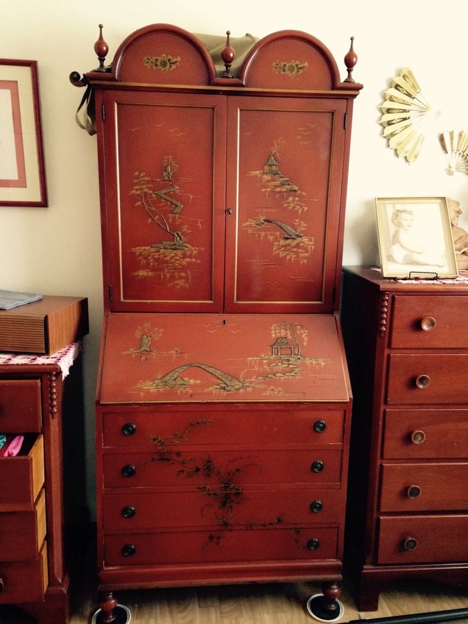 Oriental Secretary Desk Red Lacquer My Antique Furniture Collection