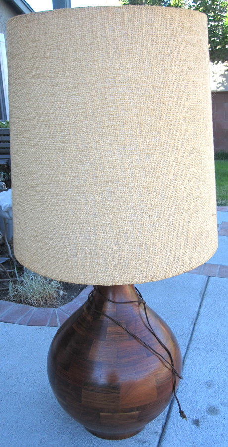 Amazing 1960's Wood Lamps With Square Inlay's Cant Make 