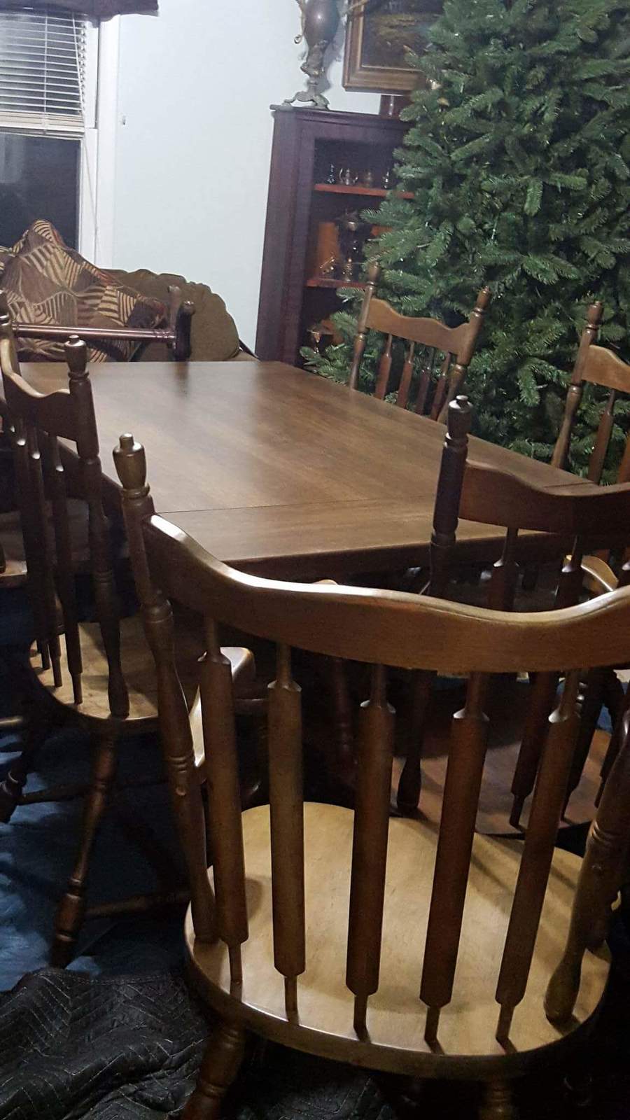 Hale Hard Rock Maple Table With 2 Leaves, 6 Chairs And China Cabinet